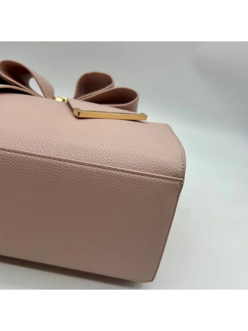 Grossi Pink Faux Leather Poppy Bowtie Top Handle Satchel Bag